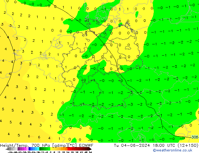 Geop./Temp. 700 hPa ECMWF mar 04.06.2024 18 UTC