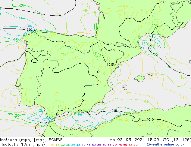 Isotachs (mph) ECMWF Seg 03.06.2024 18 UTC