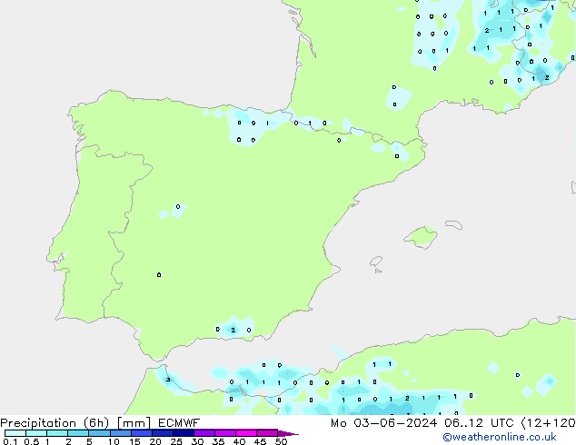 Z500/Yağmur (+YB)/Z850 ECMWF Pzt 03.06.2024 12 UTC