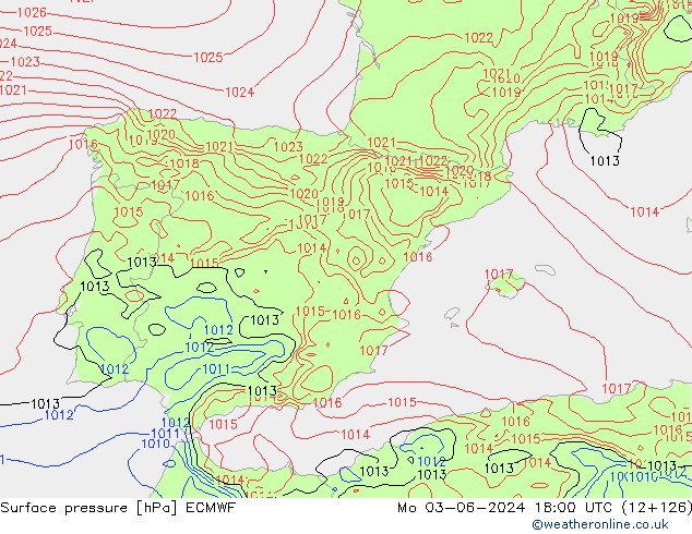 Yer basıncı ECMWF Pzt 03.06.2024 18 UTC