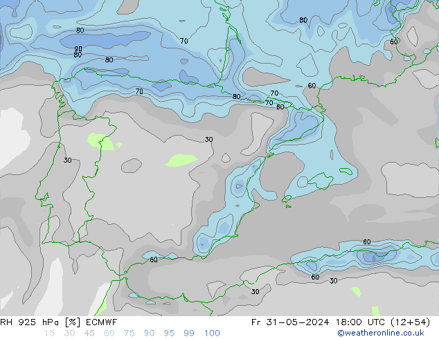 RH 925 hPa ECMWF  31.05.2024 18 UTC