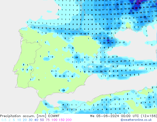 Precipitation accum. ECMWF We 05.06.2024 00 UTC