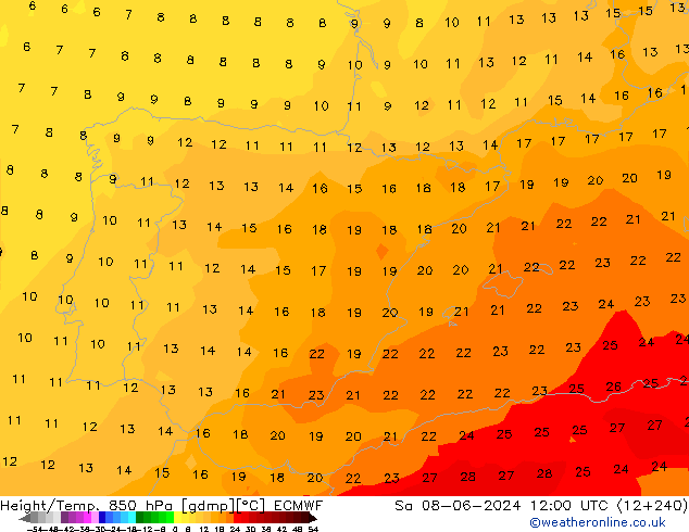 Z500/Rain (+SLP)/Z850 ECMWF Sáb 08.06.2024 12 UTC