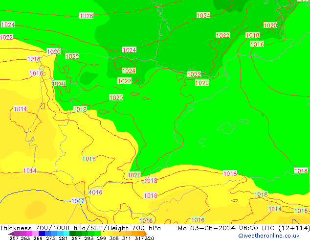 Thck 700-1000 hPa ECMWF  03.06.2024 06 UTC