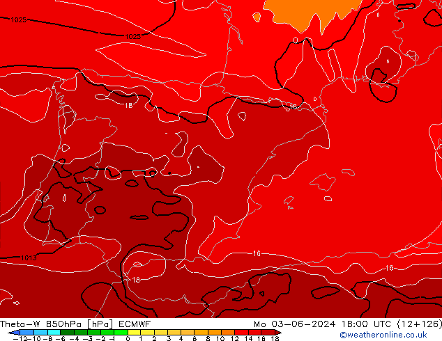 Theta-W 850hPa ECMWF ma 03.06.2024 18 UTC