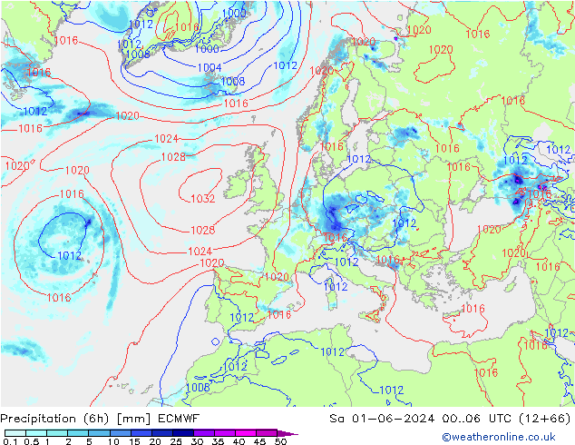 Z500/Rain (+SLP)/Z850 ECMWF sáb 01.06.2024 06 UTC