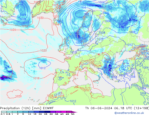 Yağış (12h) ECMWF Per 06.06.2024 18 UTC