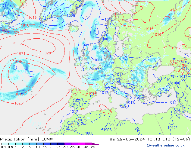 Niederschlag ECMWF Mi 29.05.2024 18 UTC