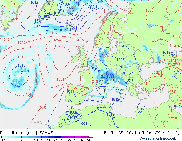 Precipitation ECMWF Fr 31.05.2024 06 UTC