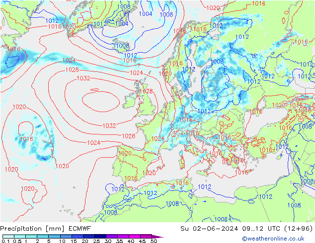 Precipitazione ECMWF dom 02.06.2024 12 UTC