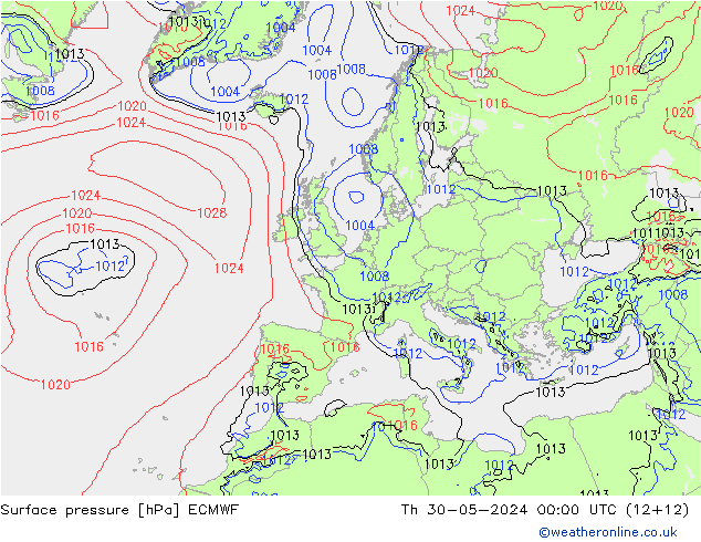 ciśnienie ECMWF czw. 30.05.2024 00 UTC