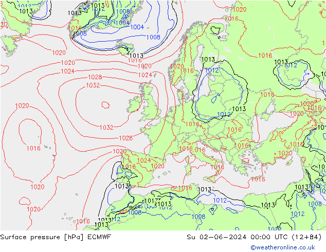 Surface pressure ECMWF Su 02.06.2024 00 UTC