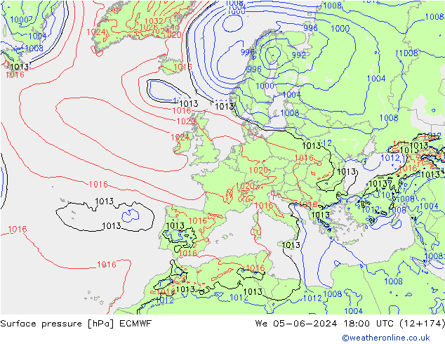 Bodendruck ECMWF Mi 05.06.2024 18 UTC