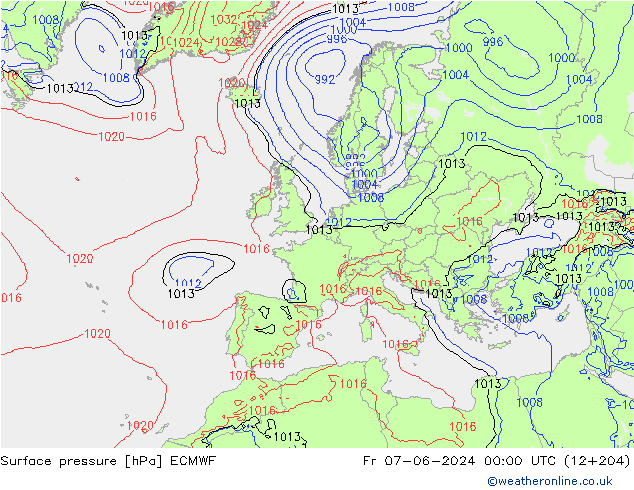 Bodendruck ECMWF Fr 07.06.2024 00 UTC