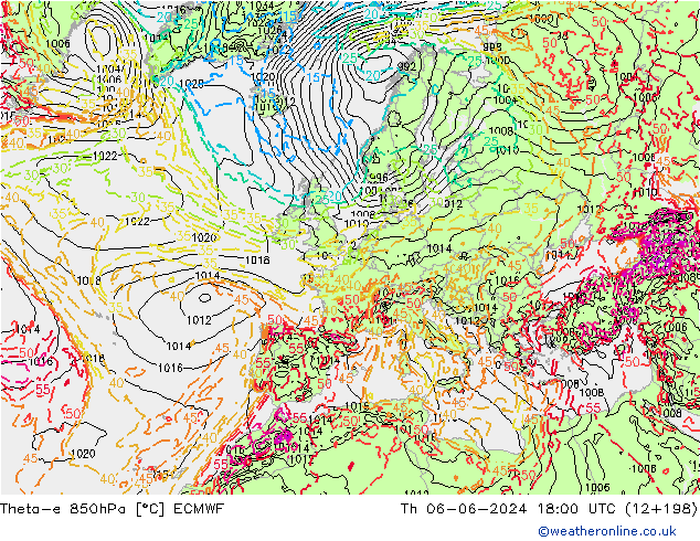 Theta-e 850hPa ECMWF Th 06.06.2024 18 UTC