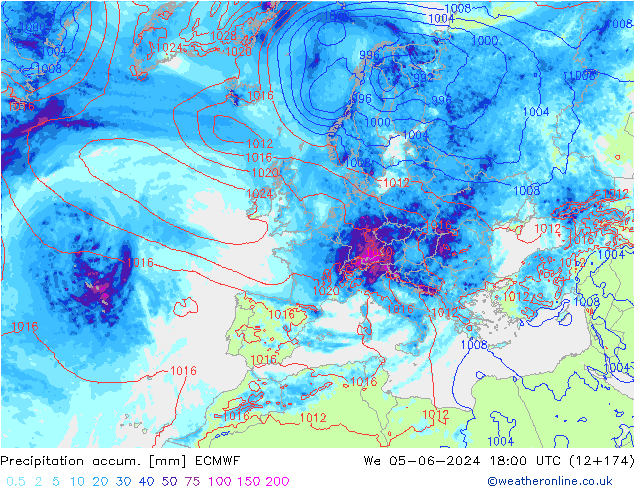 Nied. akkumuliert ECMWF Mi 05.06.2024 18 UTC