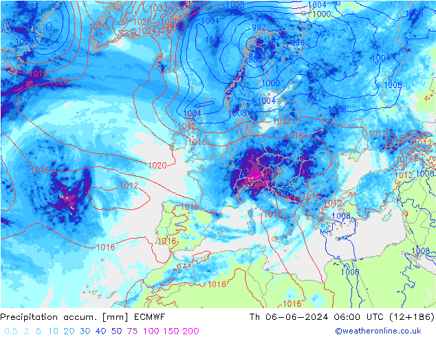 Precipitación acum. ECMWF jue 06.06.2024 06 UTC