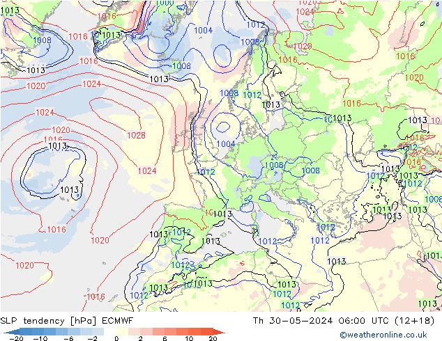 тенденция давления ECMWF чт 30.05.2024 06 UTC