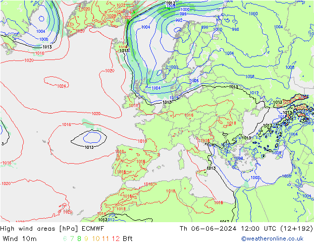 High wind areas ECMWF Th 06.06.2024 12 UTC