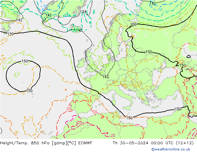 Z500/Rain (+SLP)/Z850 ECMWF Do 30.05.2024 00 UTC