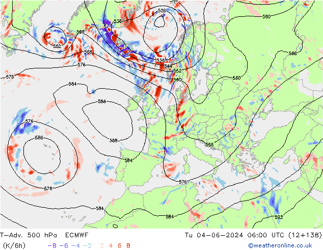 T-Adv. 500 hPa ECMWF mar 04.06.2024 06 UTC