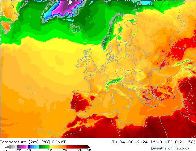 Temperatura (2m) ECMWF mar 04.06.2024 18 UTC