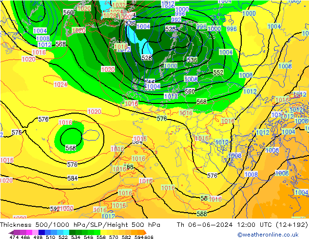 Thck 500-1000hPa ECMWF Čt 06.06.2024 12 UTC