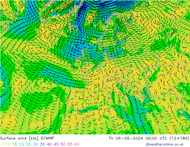 Bodenwind ECMWF Do 06.06.2024 06 UTC