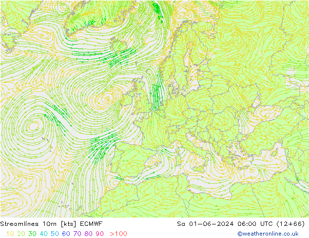 ветер 10m ECMWF сб 01.06.2024 06 UTC