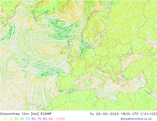 ветер 10m ECMWF Вс 02.06.2024 18 UTC