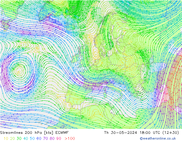 Rüzgar 200 hPa ECMWF Per 30.05.2024 18 UTC
