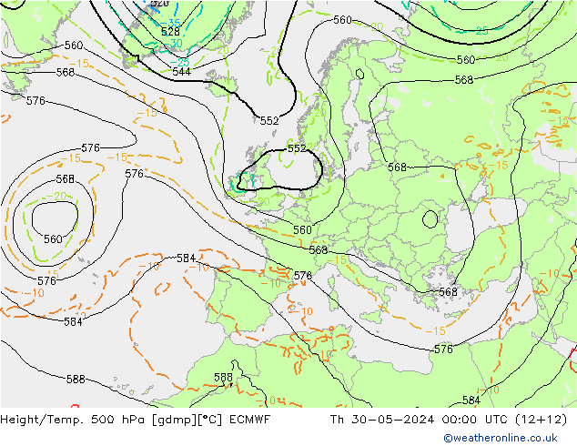 Z500/Regen(+SLP)/Z850 ECMWF do 30.05.2024 00 UTC