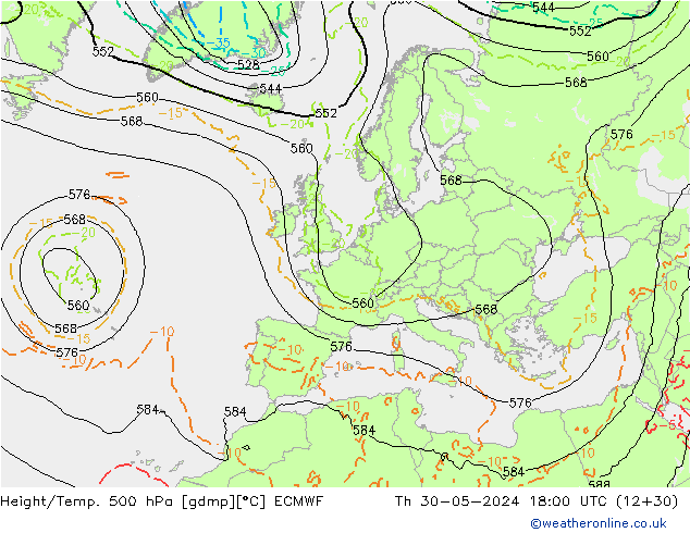 Z500/Regen(+SLP)/Z850 ECMWF do 30.05.2024 18 UTC