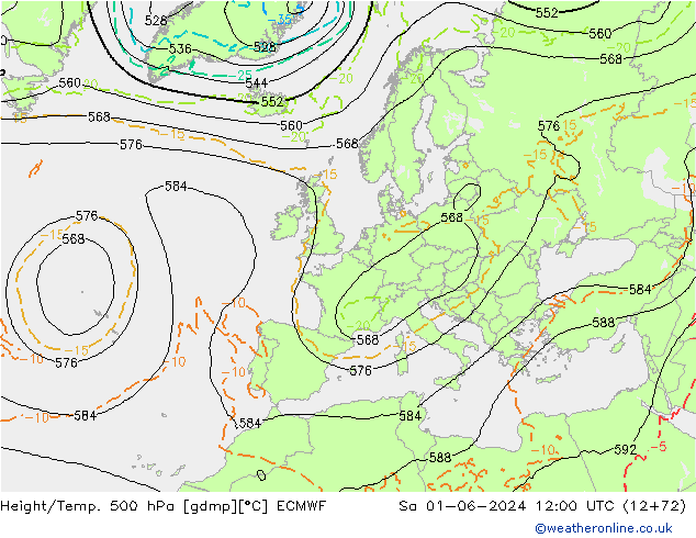 Z500/Yağmur (+YB)/Z850 ECMWF Cts 01.06.2024 12 UTC