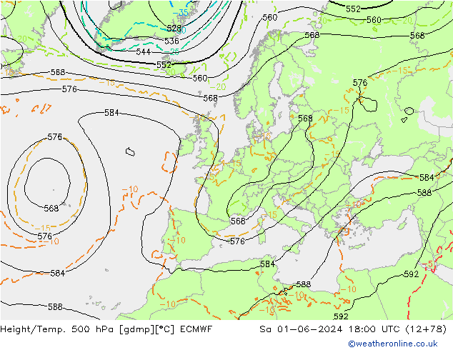 Z500/Rain (+SLP)/Z850 ECMWF Sa 01.06.2024 18 UTC