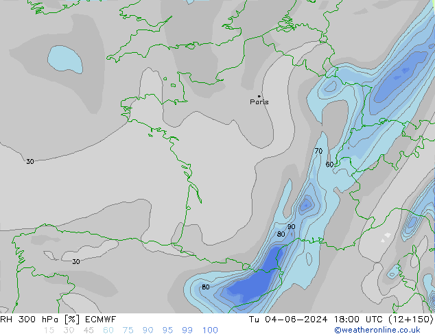 Humedad rel. 300hPa ECMWF mar 04.06.2024 18 UTC