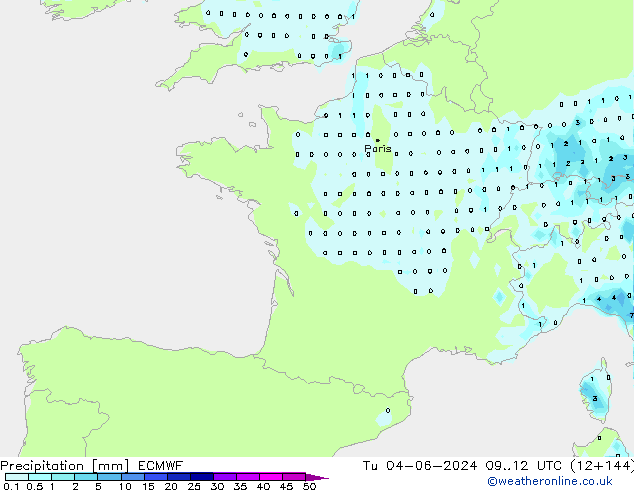 Niederschlag ECMWF Di 04.06.2024 12 UTC