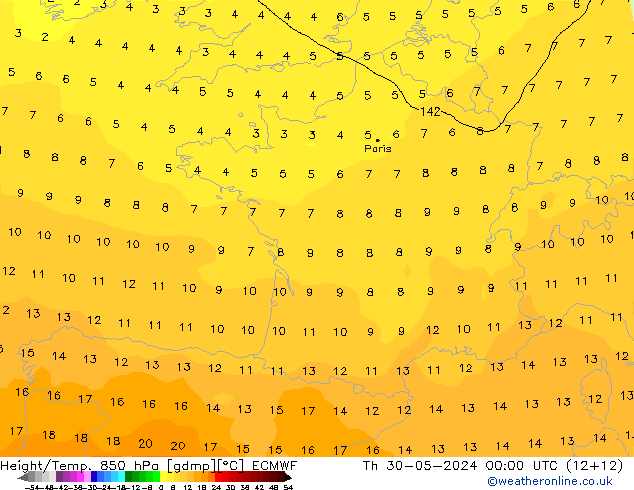 Z500/Rain (+SLP)/Z850 ECMWF Th 30.05.2024 00 UTC