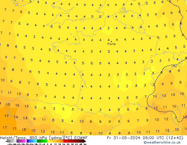 Z500/Rain (+SLP)/Z850 ECMWF ven 31.05.2024 06 UTC