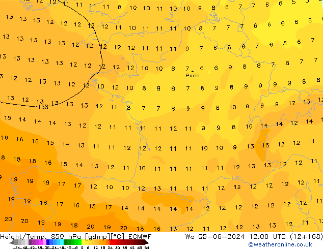 Z500/Rain (+SLP)/Z850 ECMWF mié 05.06.2024 12 UTC