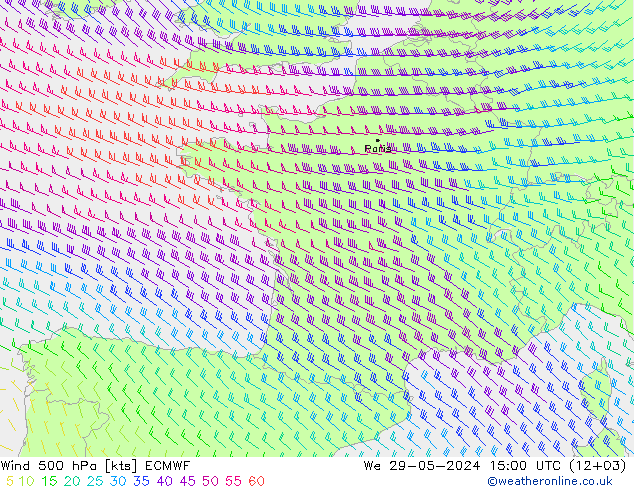 Wind 500 hPa ECMWF Mi 29.05.2024 15 UTC