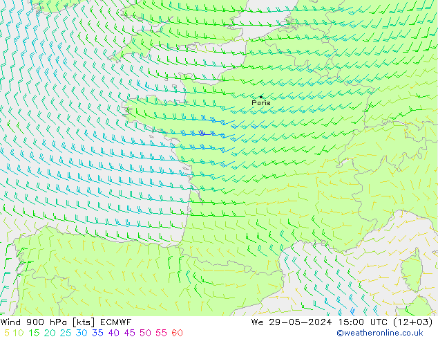 Viento 900 hPa ECMWF mié 29.05.2024 15 UTC