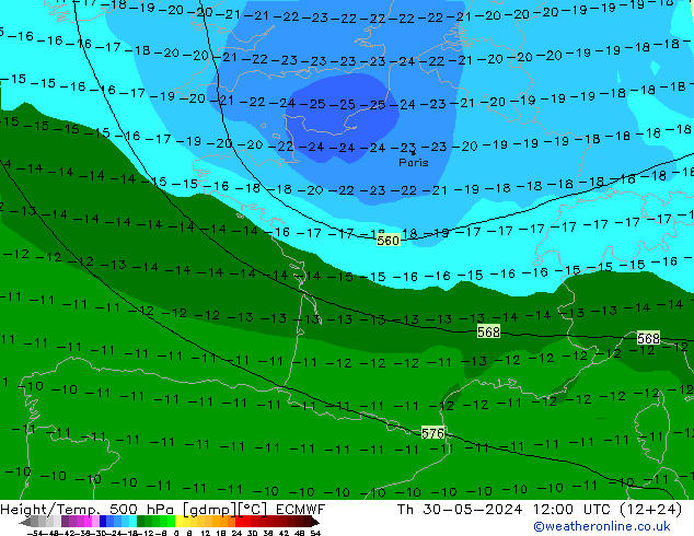 Z500/Regen(+SLP)/Z850 ECMWF do 30.05.2024 12 UTC