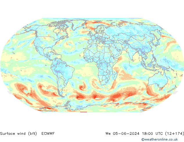 ве�Bе�@ 10 m (bft) ECMWF ср 05.06.2024 18 UTC