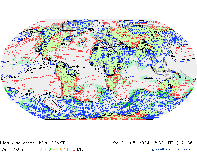High wind areas ECMWF  29.05.2024 18 UTC