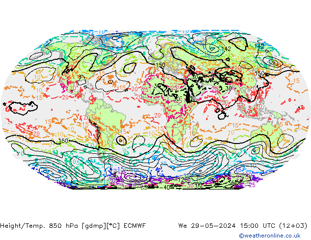 Height/Temp. 850 hPa ECMWF We 29.05.2024 15 UTC