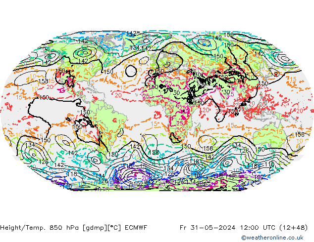 Height/Temp. 850 hPa ECMWF Fr 31.05.2024 12 UTC