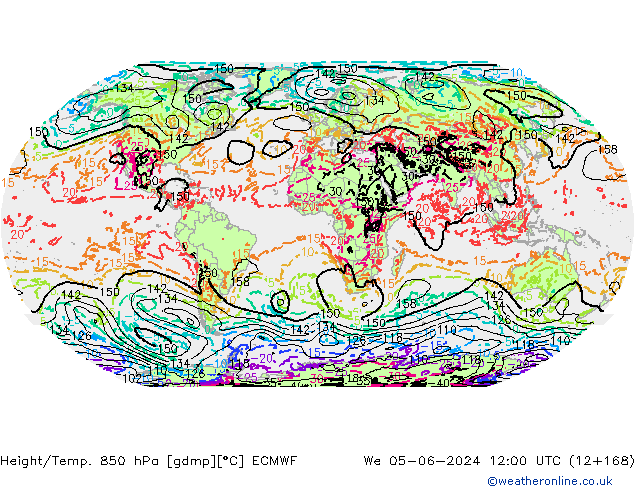 Height/Temp. 850 hPa ECMWF We 05.06.2024 12 UTC