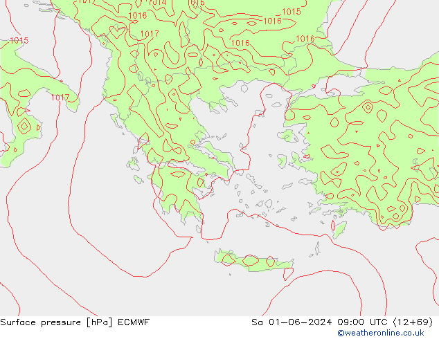 Surface pressure ECMWF Sa 01.06.2024 09 UTC