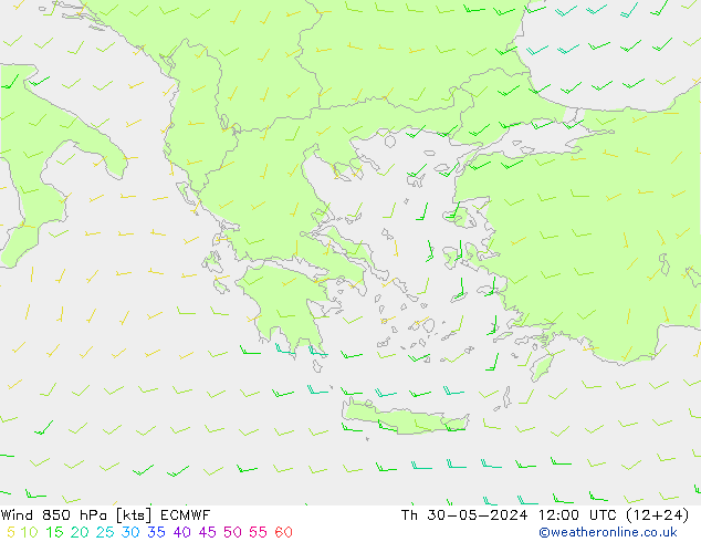 ветер 850 гПа ECMWF чт 30.05.2024 12 UTC